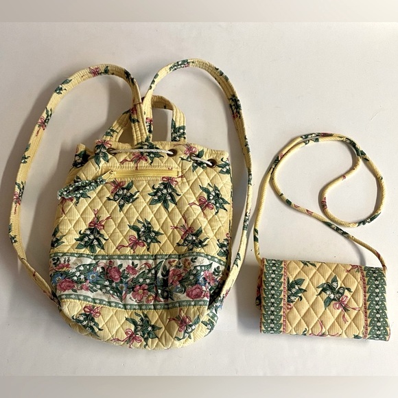 2PC Vintage Vera Bradley Lily of the Valley pattern backpack and crossbody. - Picture 2 of 8